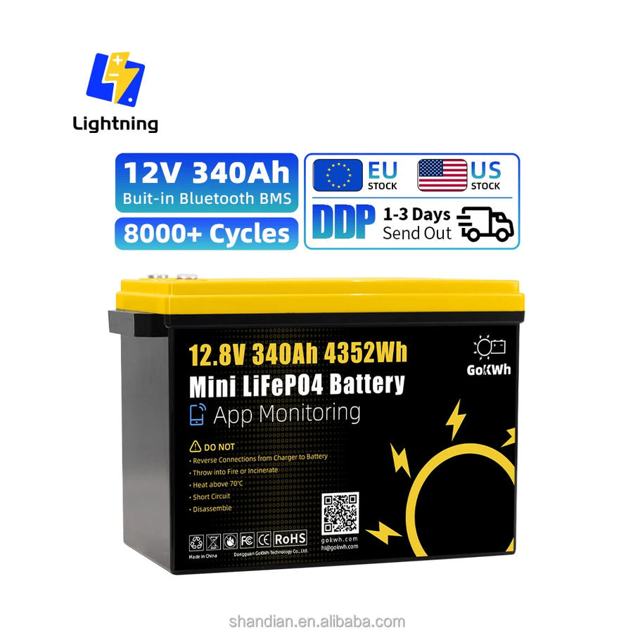 LiFePO4 Deep Cycle Battery – 100-340Ah (US Stock)