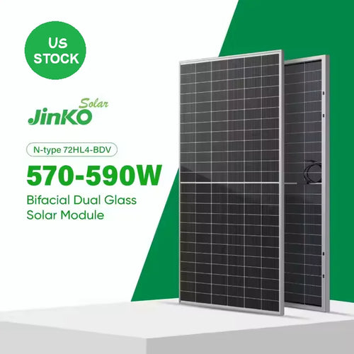 Jinko 590W Bifacial Solar Panel – Premium (US Warehouse)